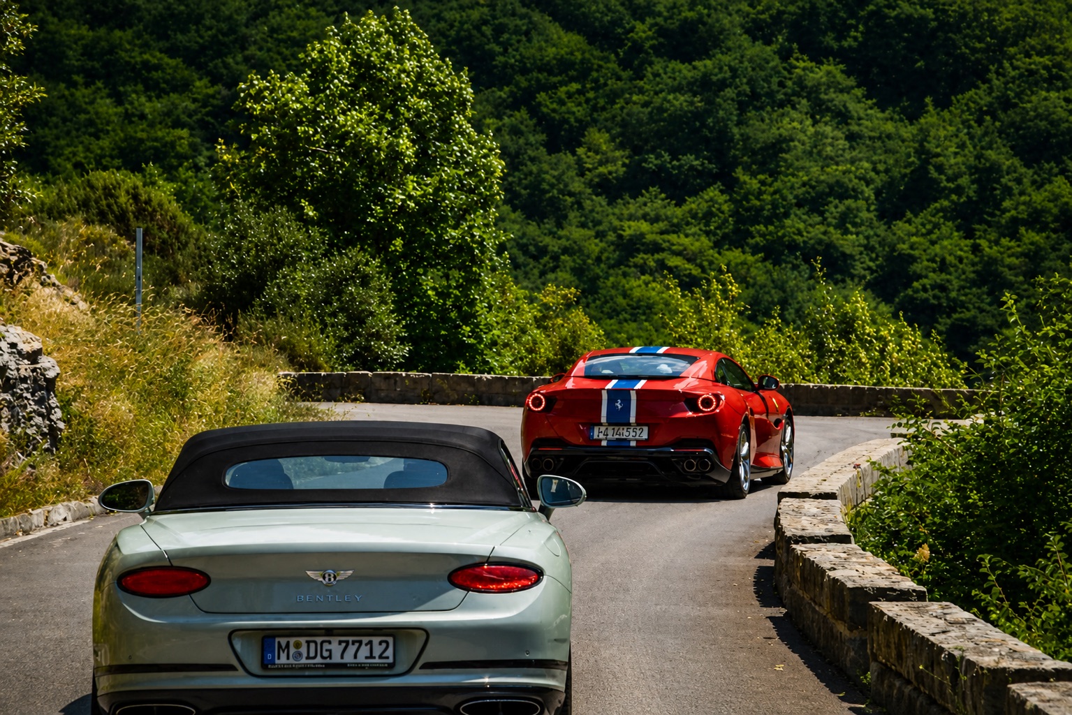Supercars driving toward the Riviera